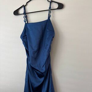 NWT Zara Blue Silk Cocktail Dress – Thin Straps & Elegant Detail
